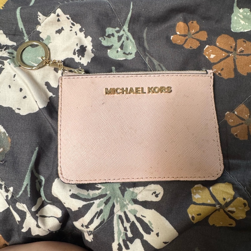Michael Kors Blush Card Holder with Gold Accents